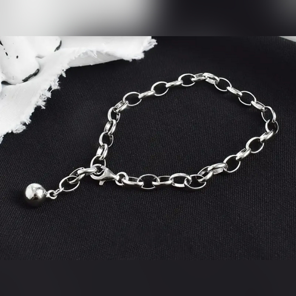 chain link bracelet, sterling silver, - Picture 3 of 4